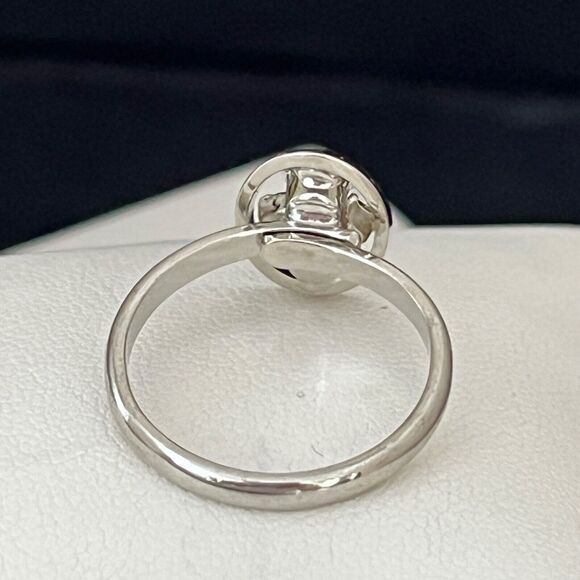 Vintage Ring Silver Tone Prong Set Black Rhinestones Mid Century Modern 4I - Picture 3 of 3